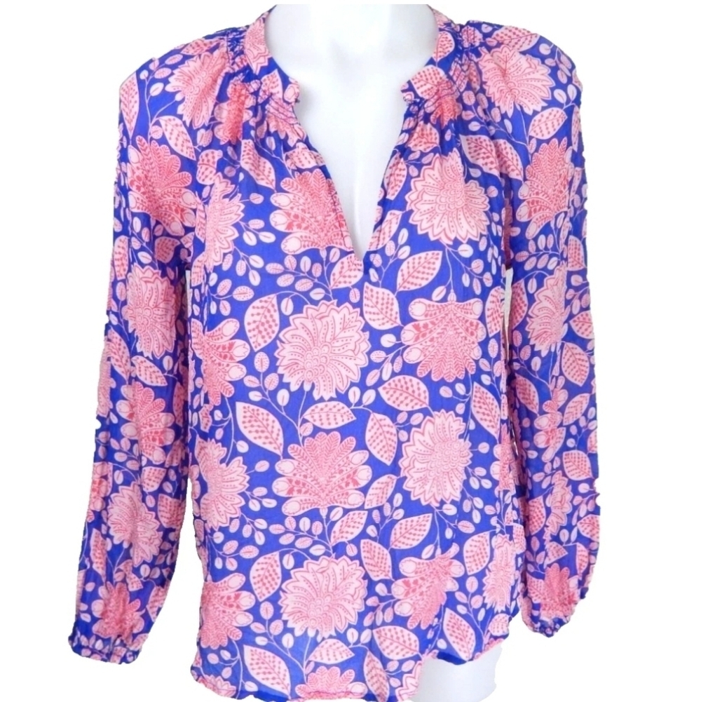 Boden Grace Sheer Floral Chiffon Blouse‎